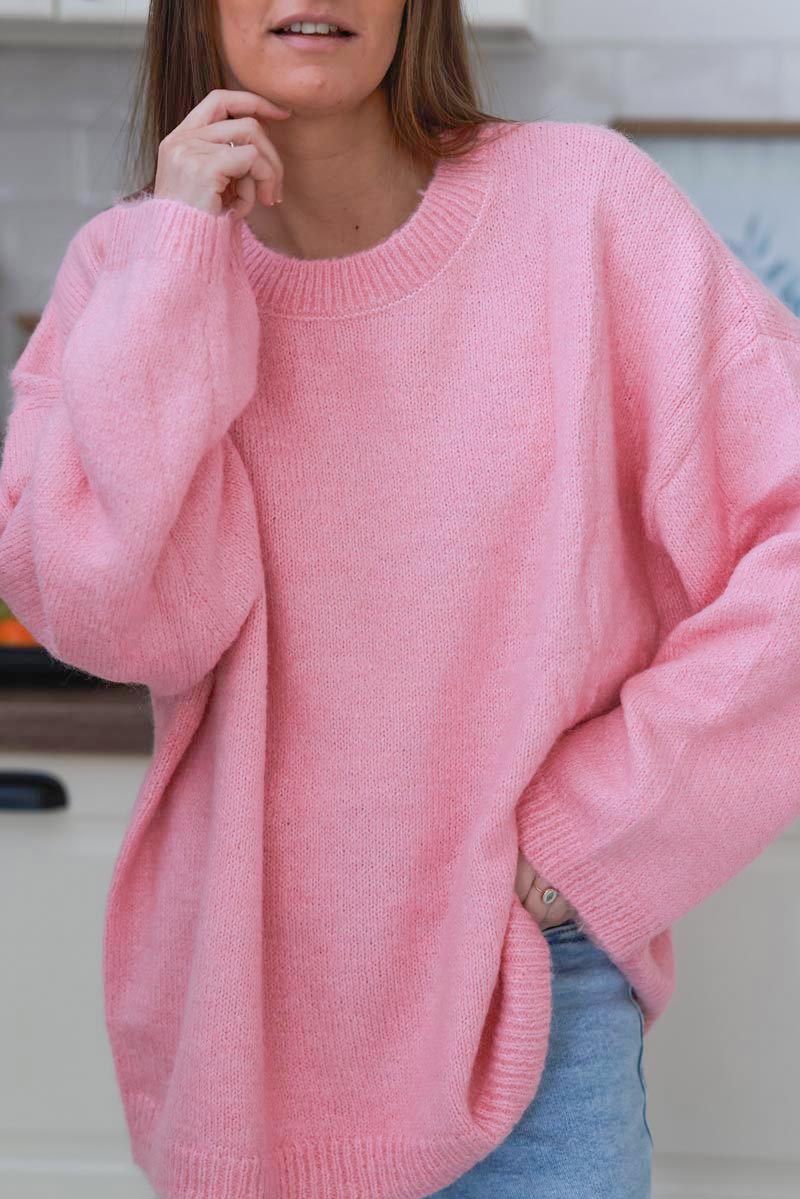 Pink Wool Blend Slouchy Jumper