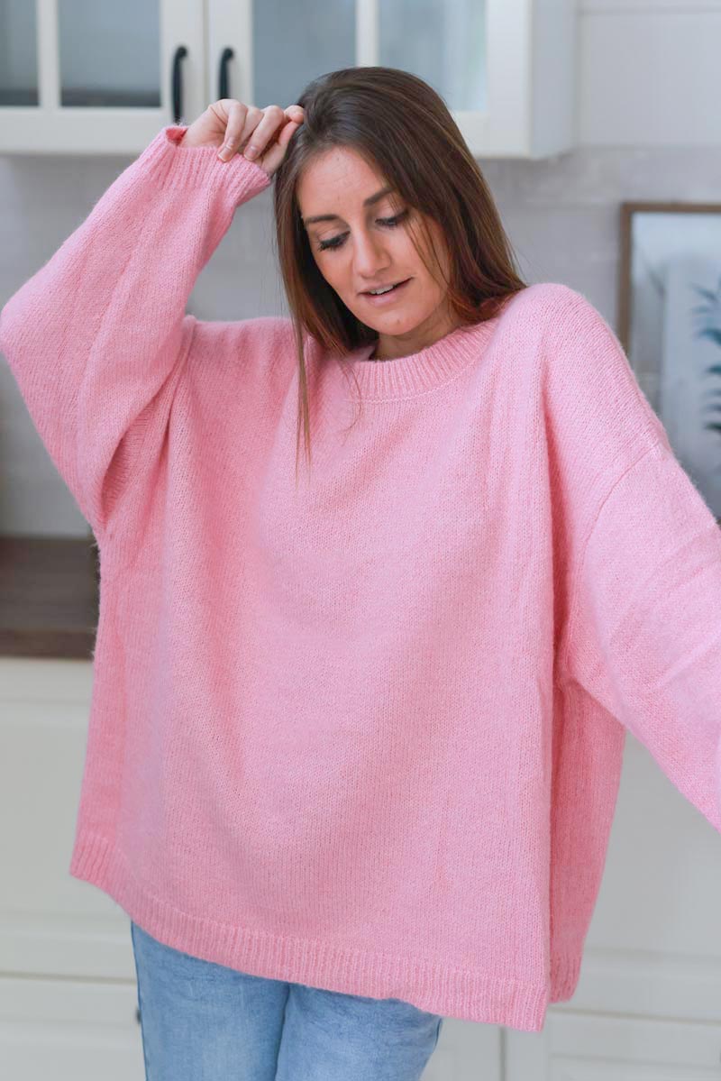 Pink Wool Blend Slouchy Jumper