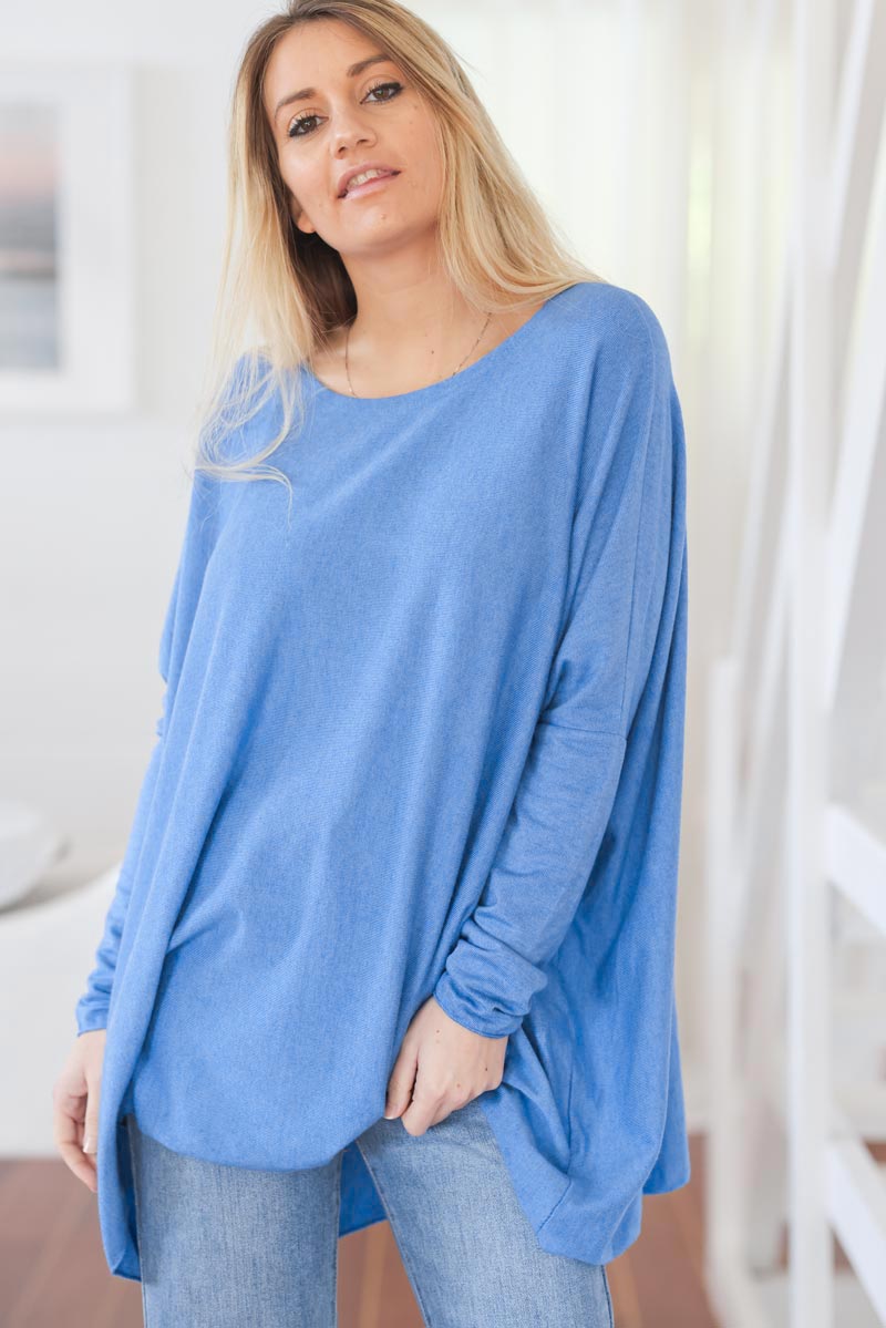 Royal blue oversized batwing jumper Horizons Lointains