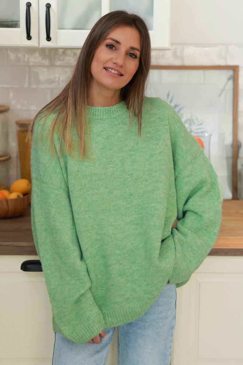 Mint Green Wool Blend Slouchy Jumper