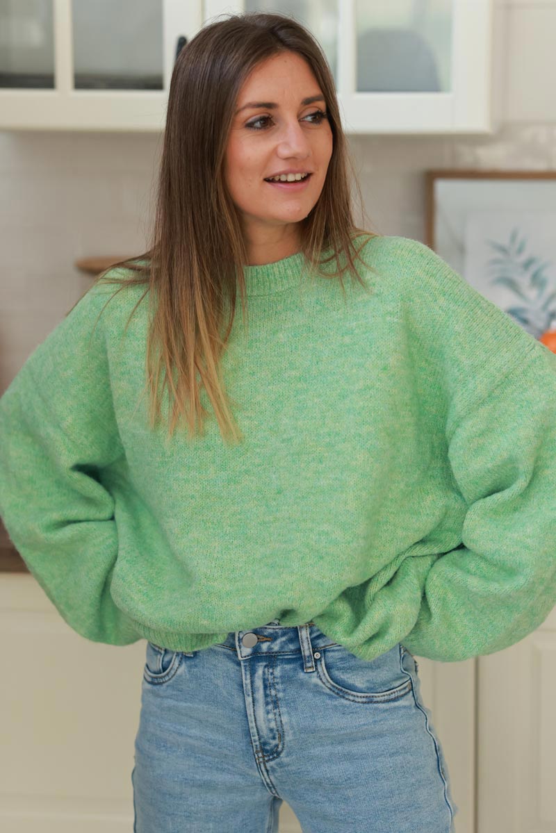 Mint Green Wool Blend Slouchy Jumper