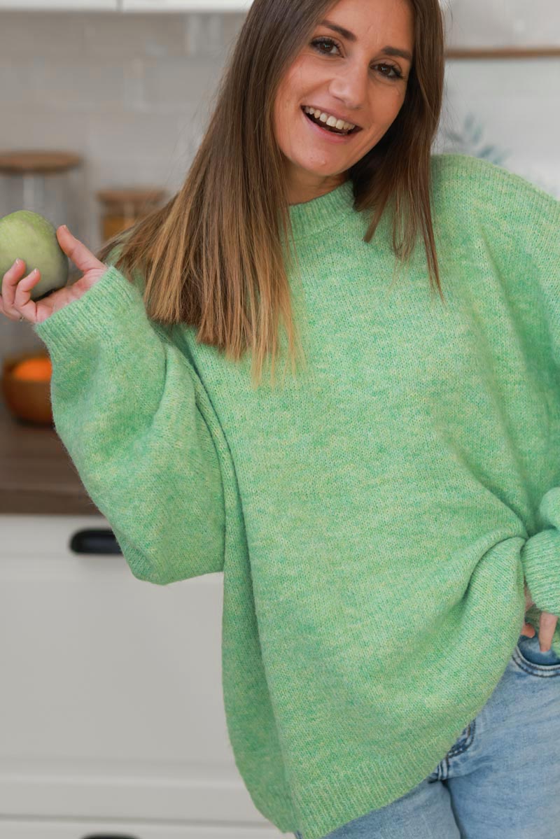 Mint Green Wool Blend Slouchy Jumper