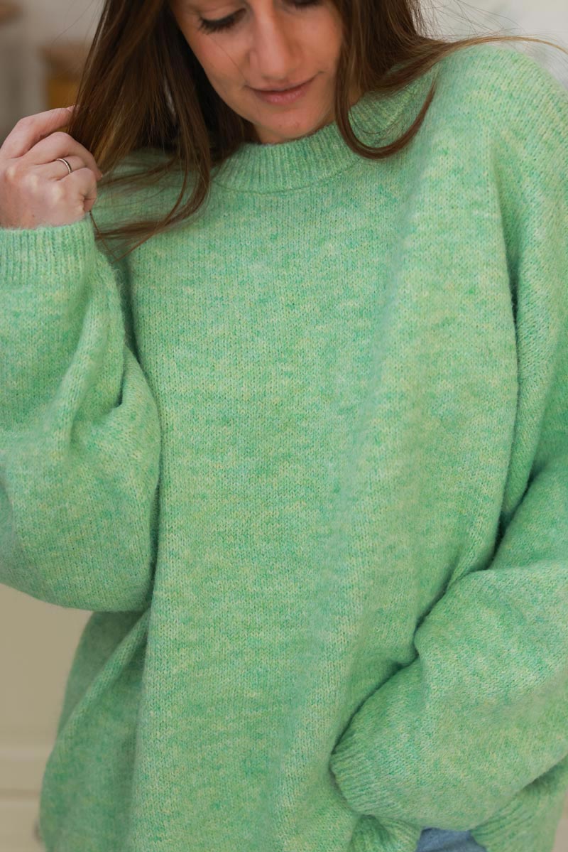 Mint Green Wool Blend Slouchy Jumper