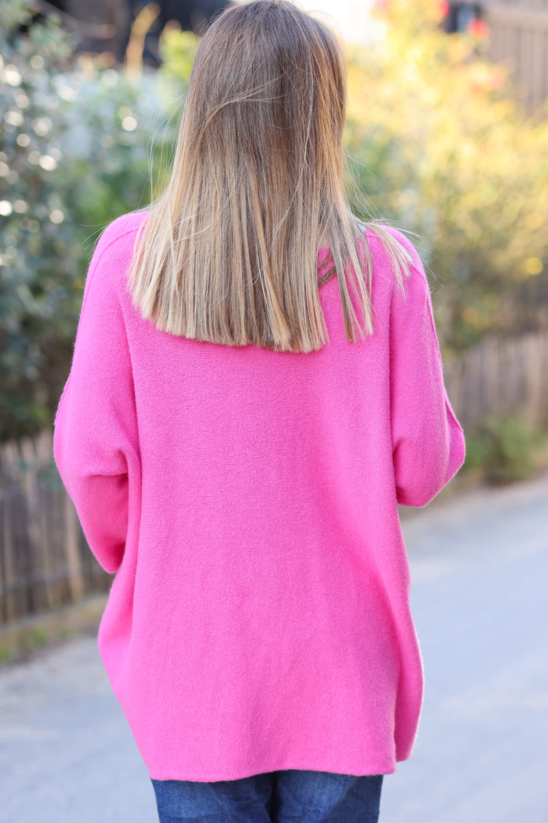 Pink oversized super soft jumper with silver rhinestone star