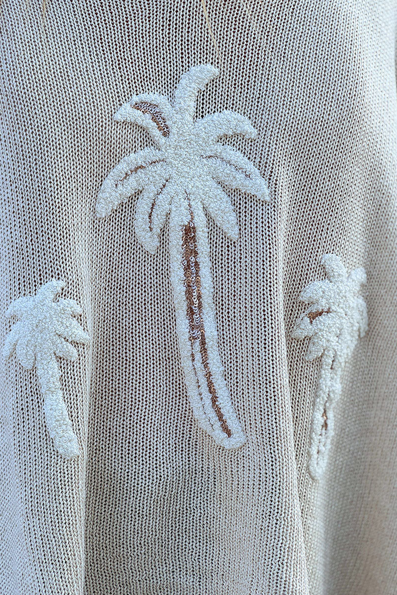 Beige Textured Palm Slouchy Knit Jumper