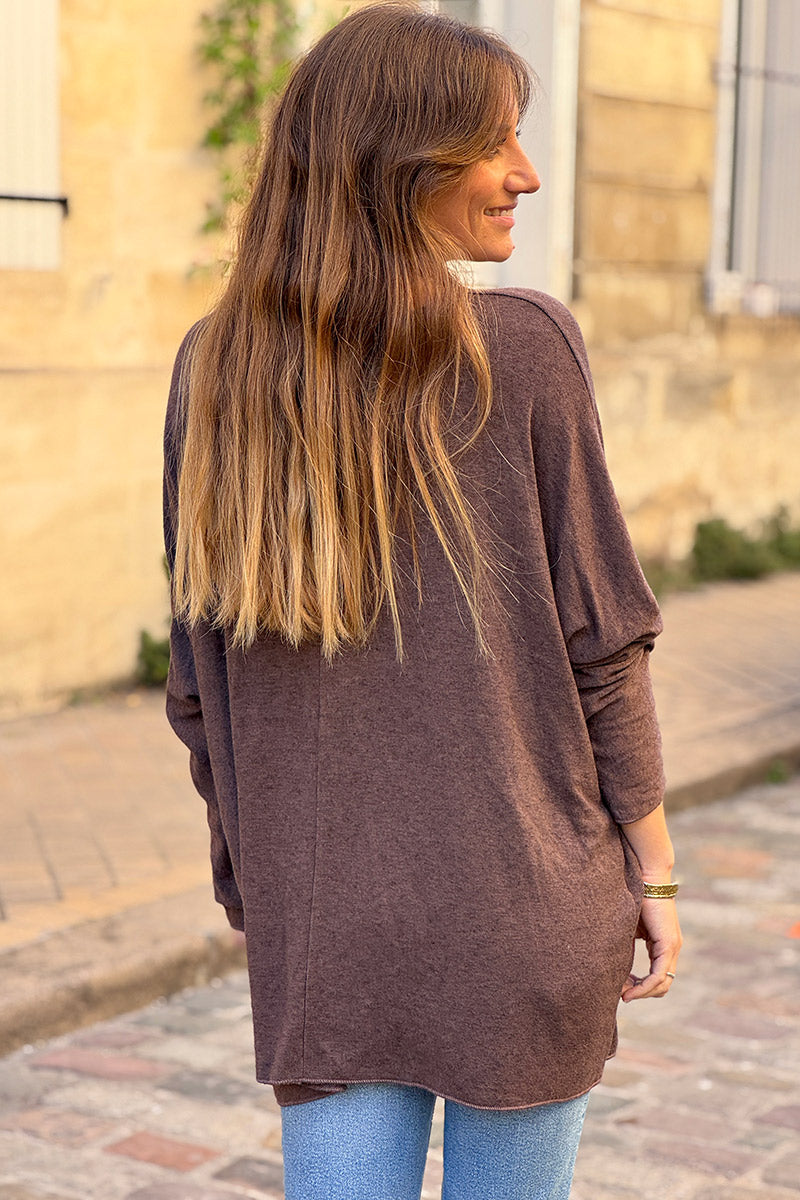 Chocolate Brown Light Weight Sweater with Tree of Life Print