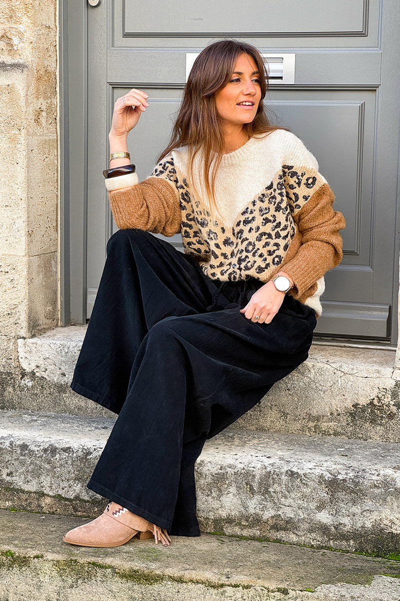 Leopard Chevron Cozy Knit Sweater