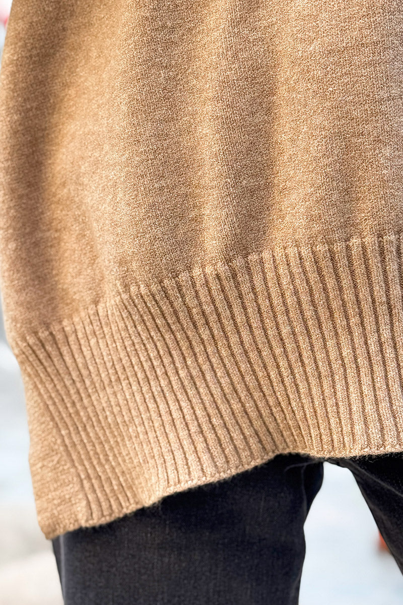 Beige Slouchy Knit Poncho Vest