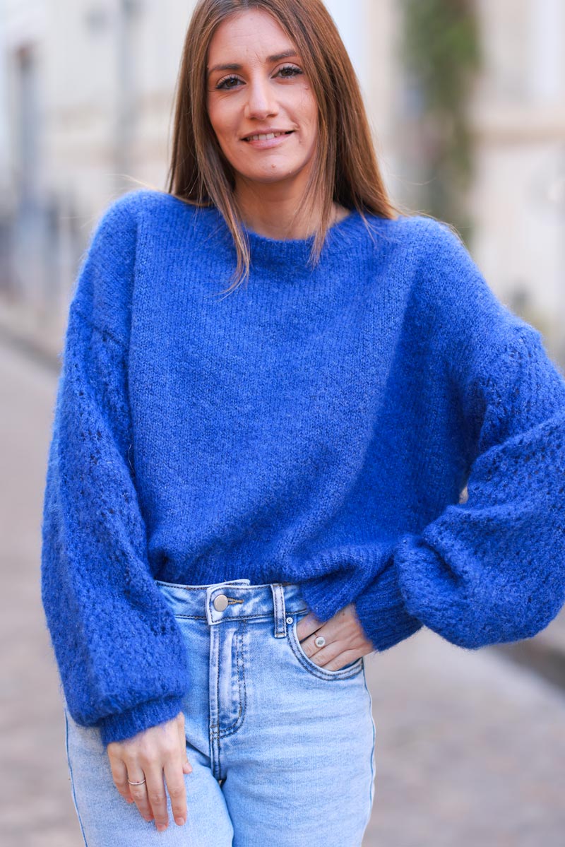 Blue Chenille Knit Jumper