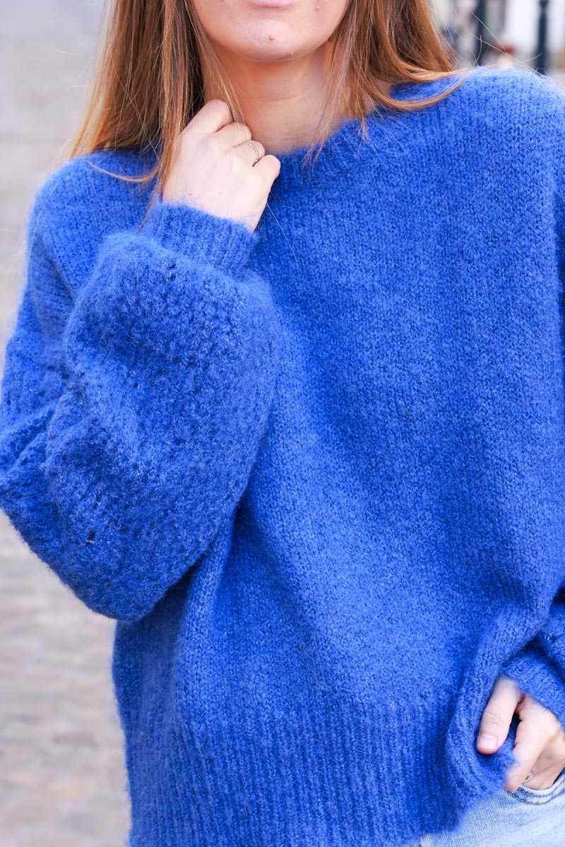 Blue Chenille Knit Jumper