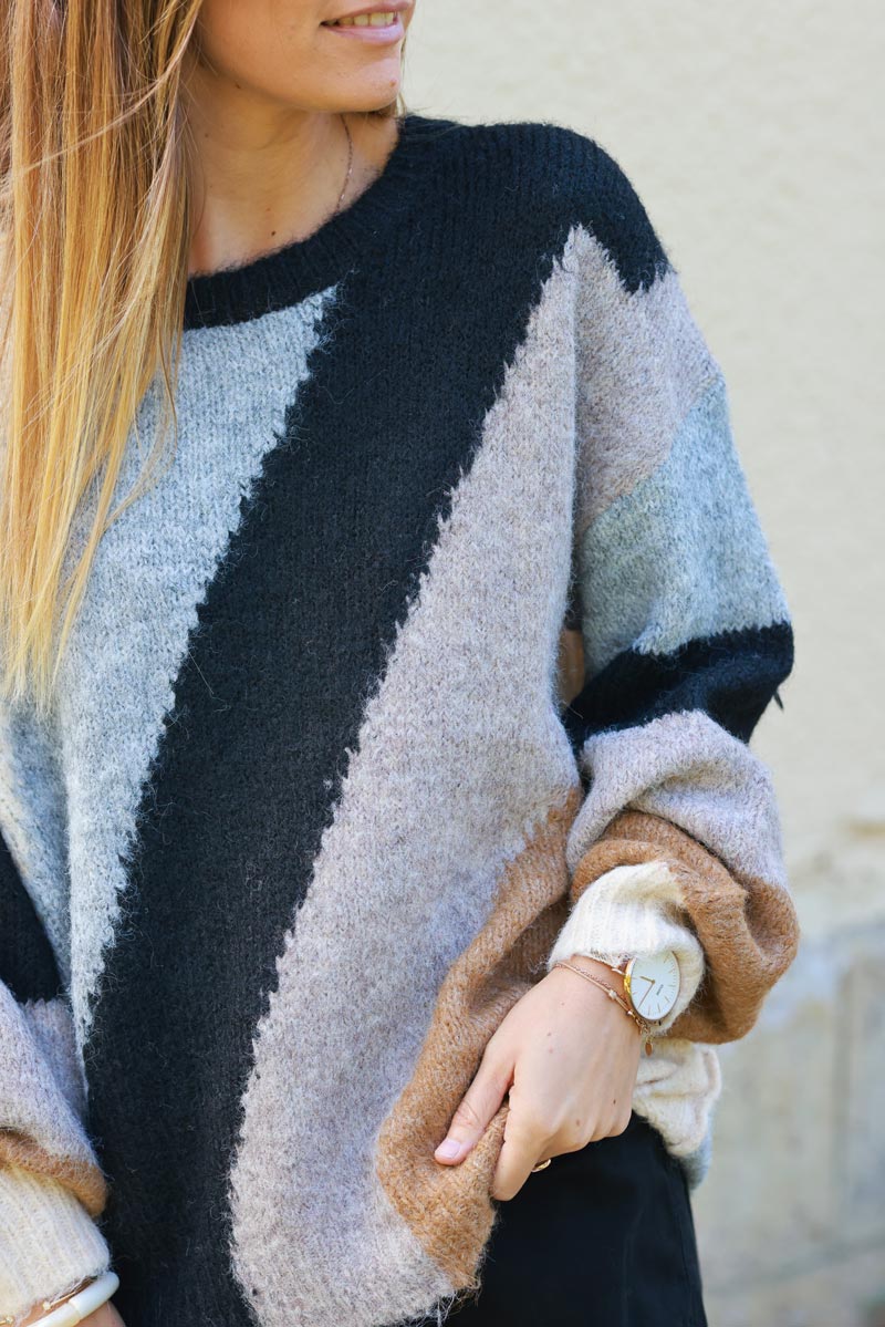 Heather Horizontal Stripe Chunky Sweater