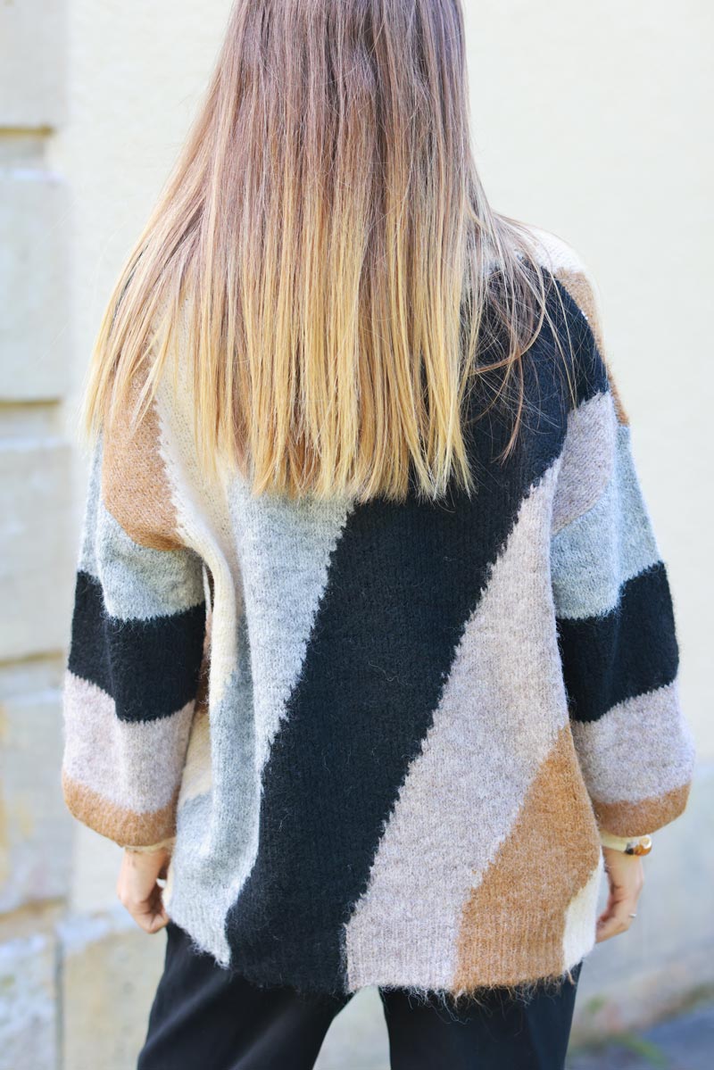 Heather Horizontal Stripe Chunky Sweater