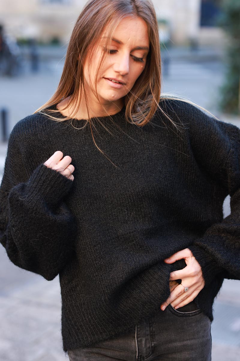 Black Chenille Knit Jumper