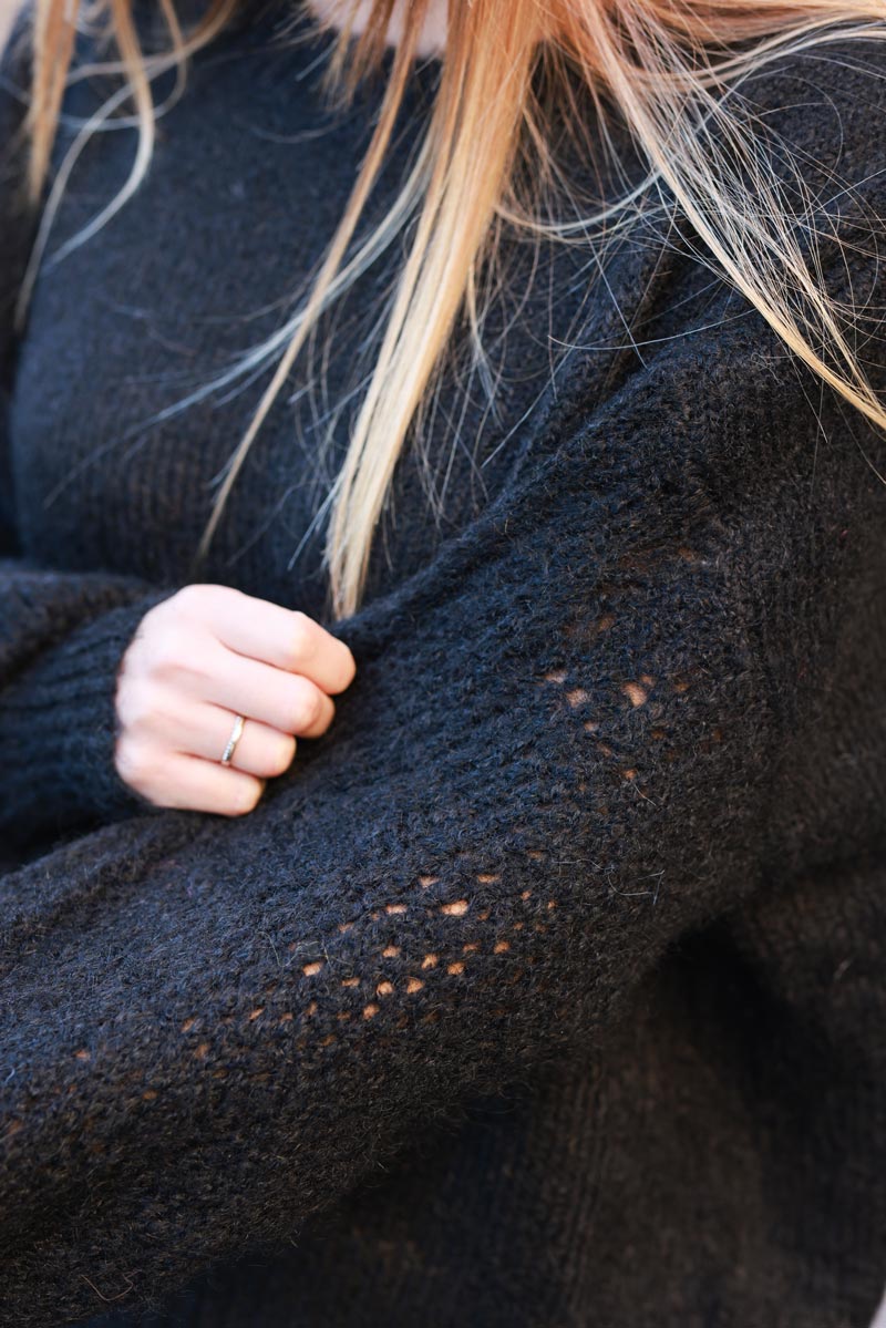 Black Chenille Knit Jumper