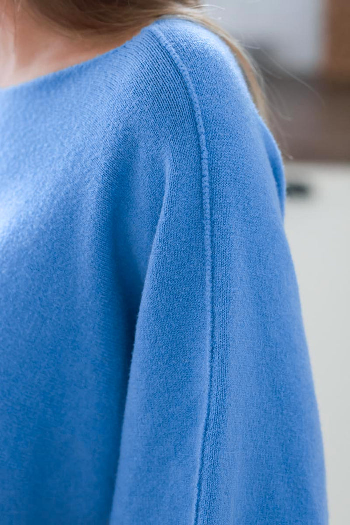 Pull Femme à Manches Chauve-souris - Col Rond, Tissu Doux Et Respirant - Bleu Marine, Taille S - Pour Look Décontracté Quotidien