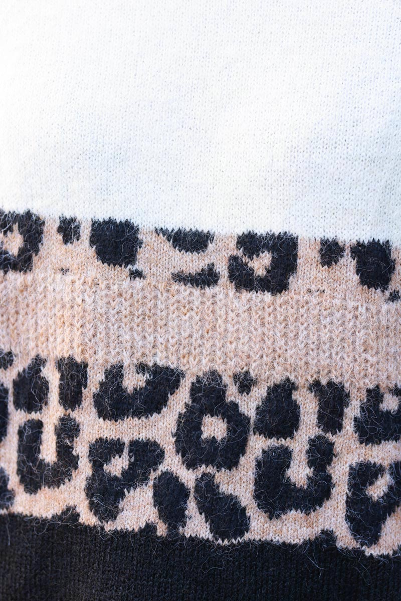 Cream Leopard Stripe Knit Jumper