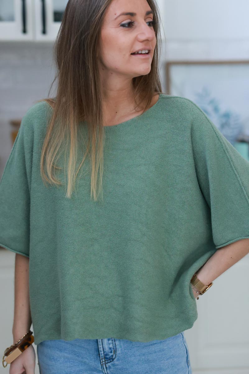 Light olive Knit Batwing Blouse