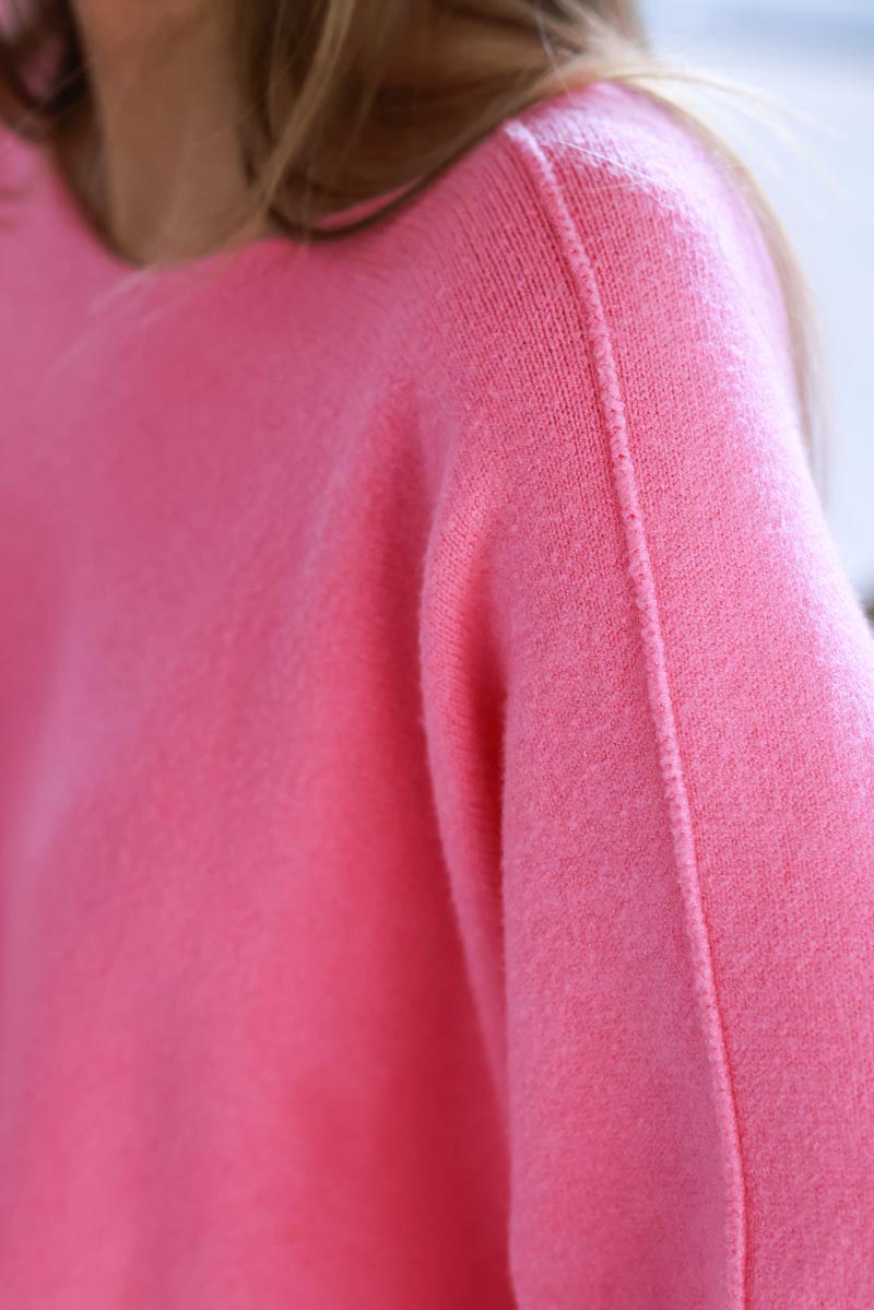 Pink Knit Batwing Blouse