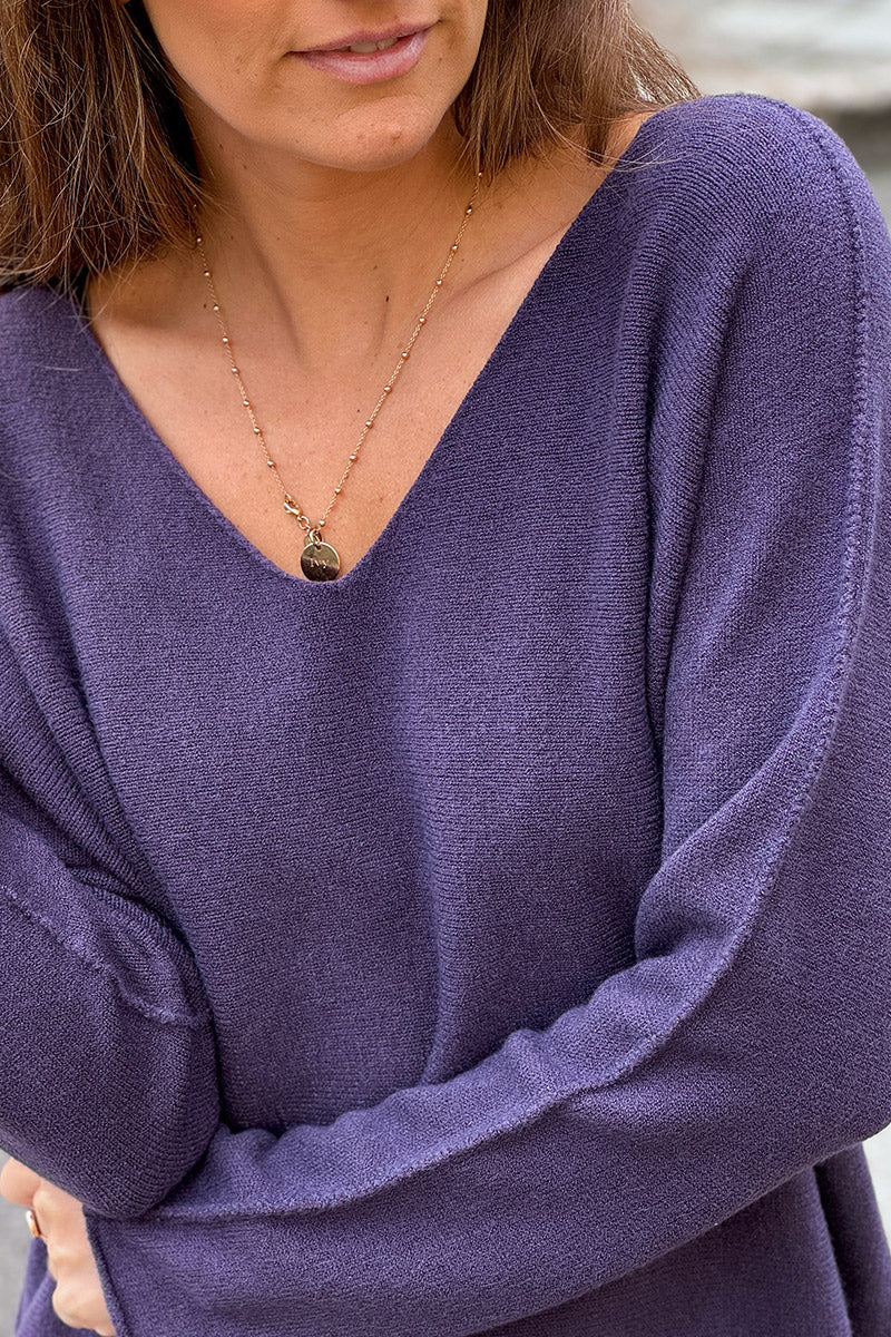 Burgundy ultra-soft, Viscose Blend V-Neck Sweater