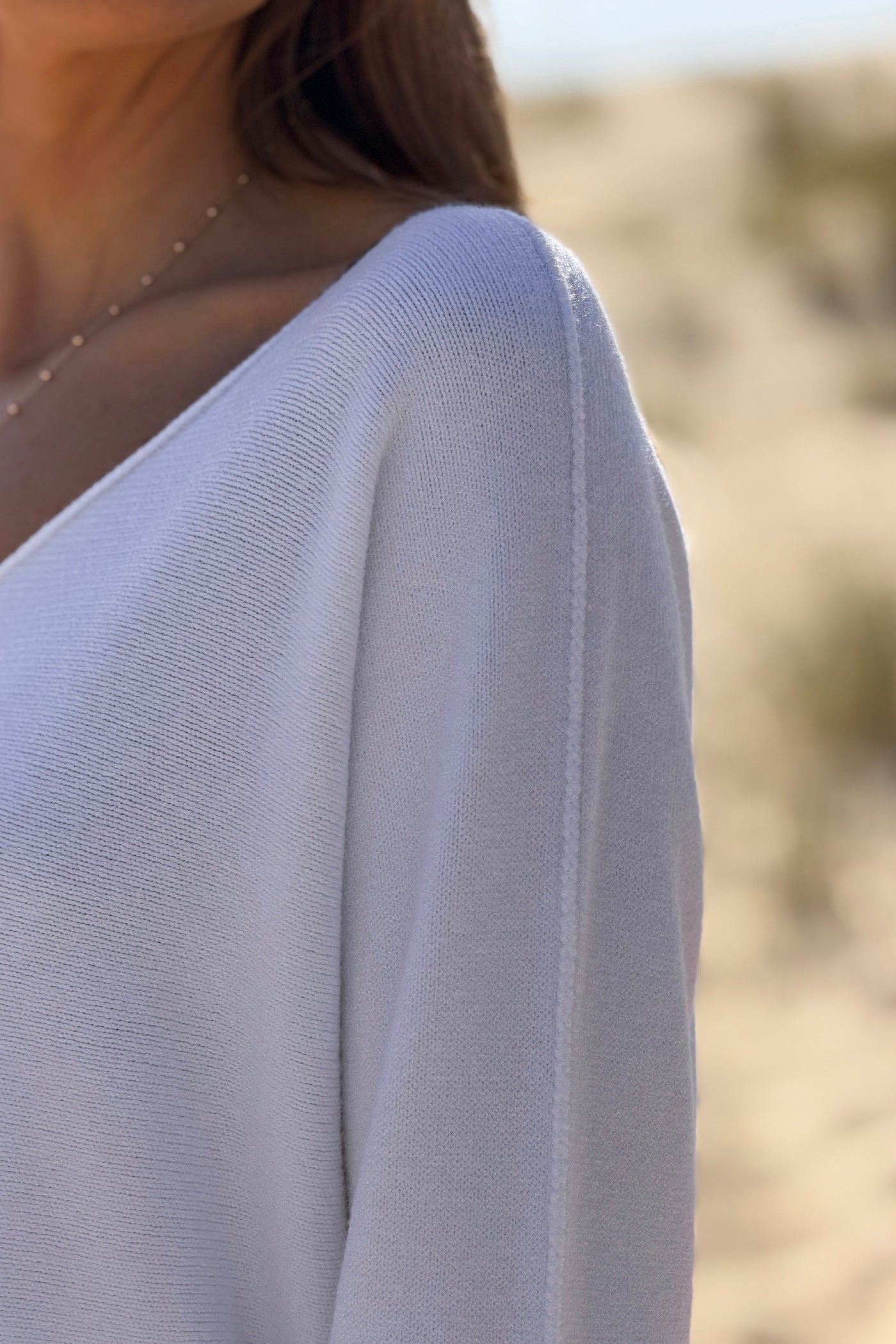 White Coastal Knit Long-Sleeve Top