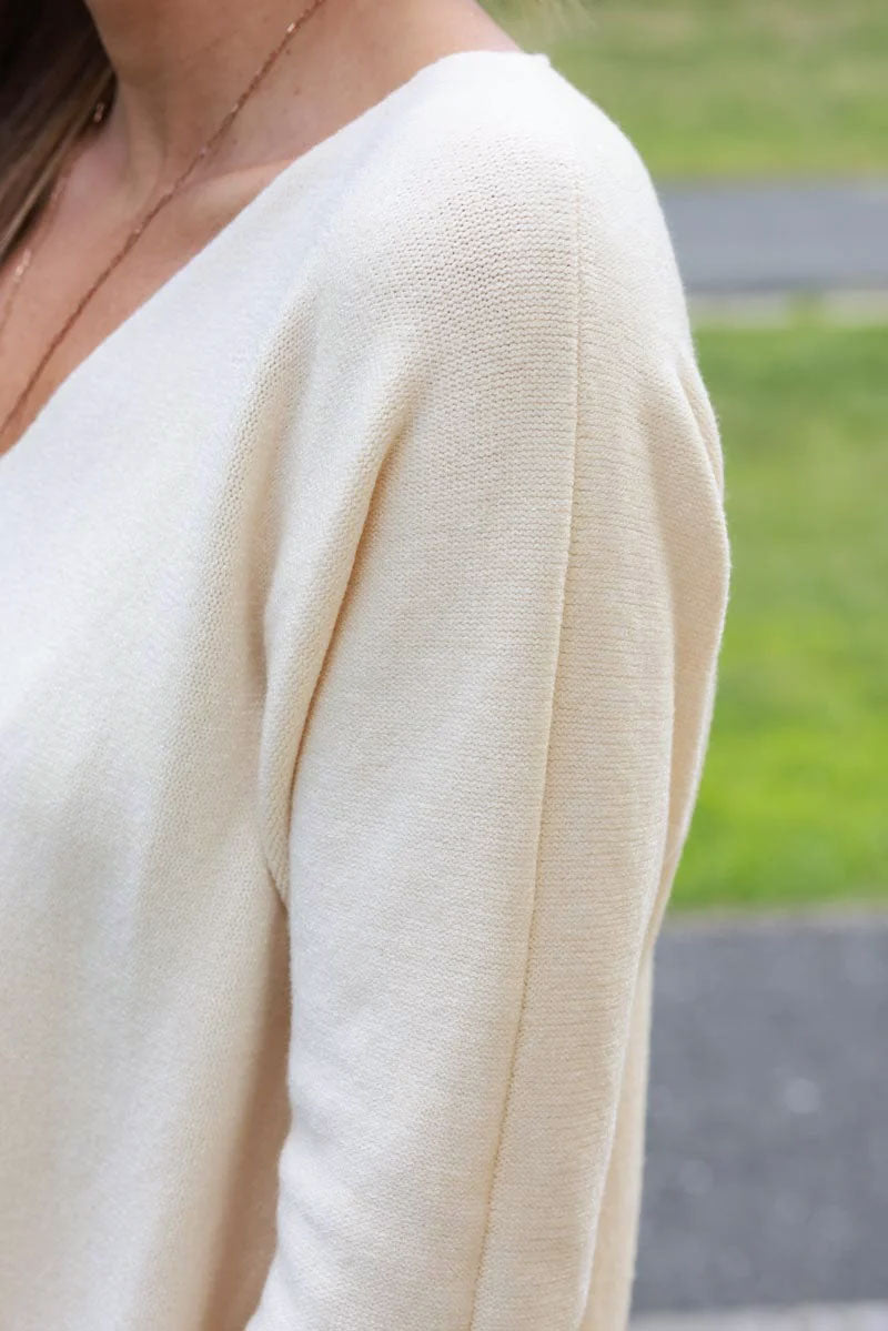 Pull moelleux tout doux écru col v