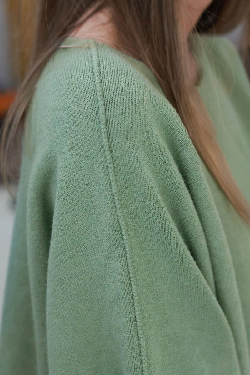 Light olive Knit Batwing Blouse