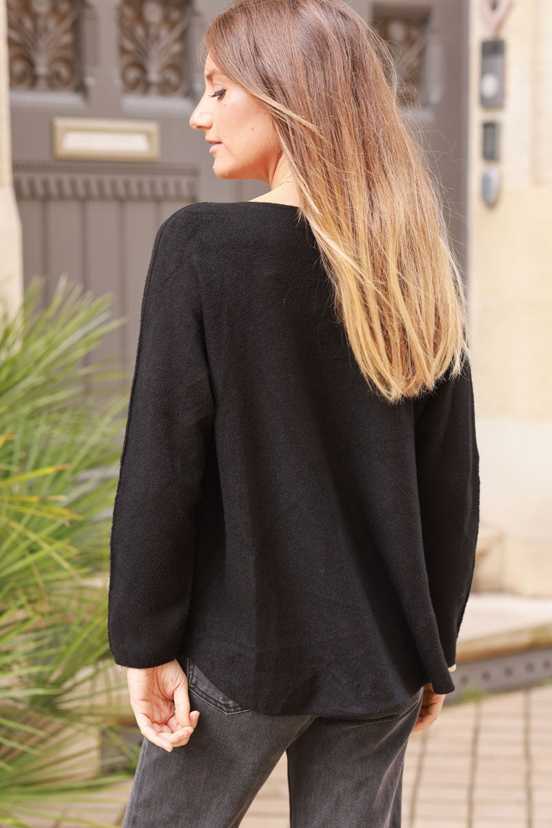 Eloise Black ultra-soft, Viscose Blend V-Neck Sweater