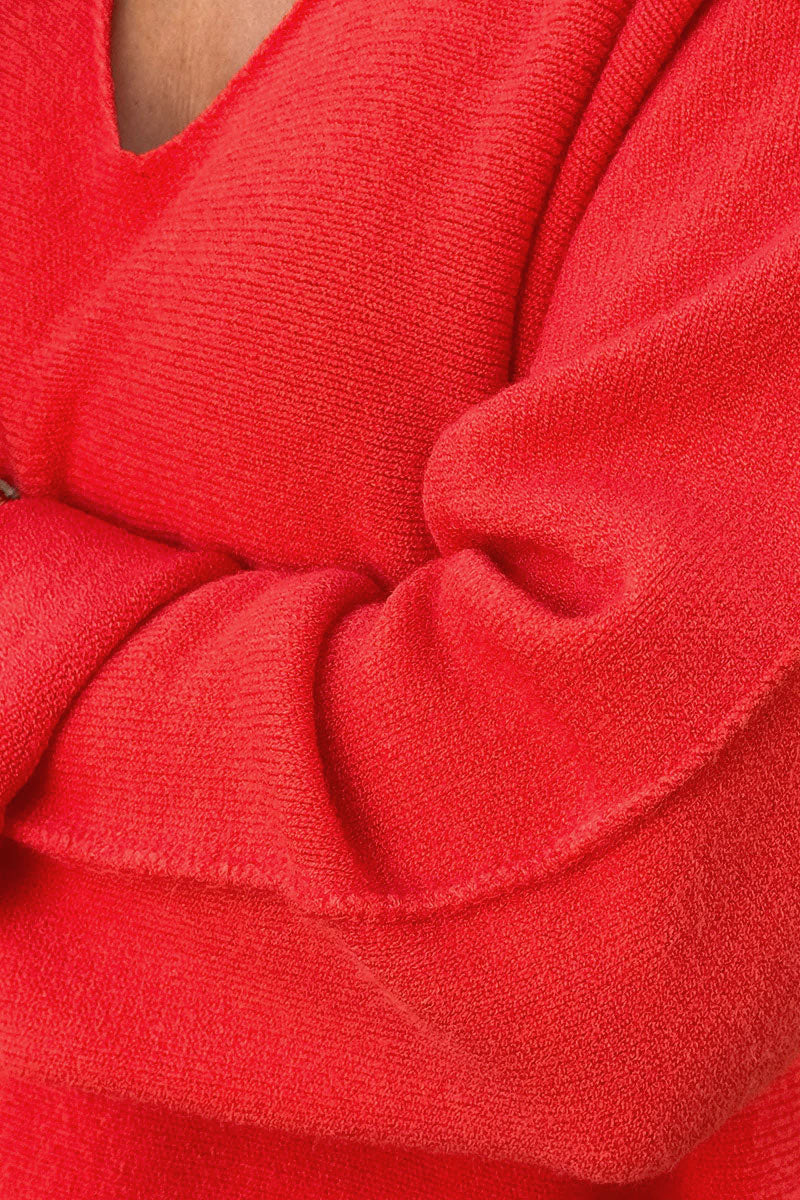 Blood orange ultra-soft, Viscose Blend V-Neck Sweater