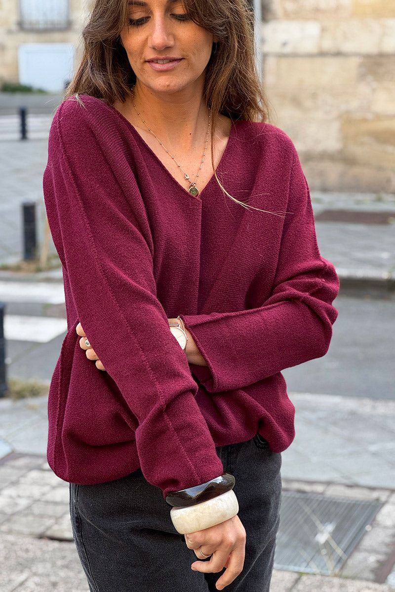Grape ultra-soft, Viscose Blend V-Neck Sweater