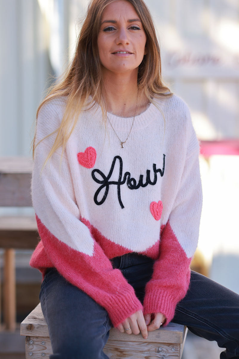 Soft pink and Rosewood AMOUR Wool Blend Sweater