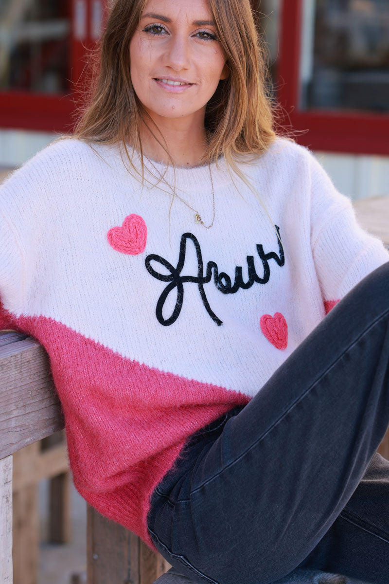 Soft pink and Rosewood AMOUR Wool Blend Sweater