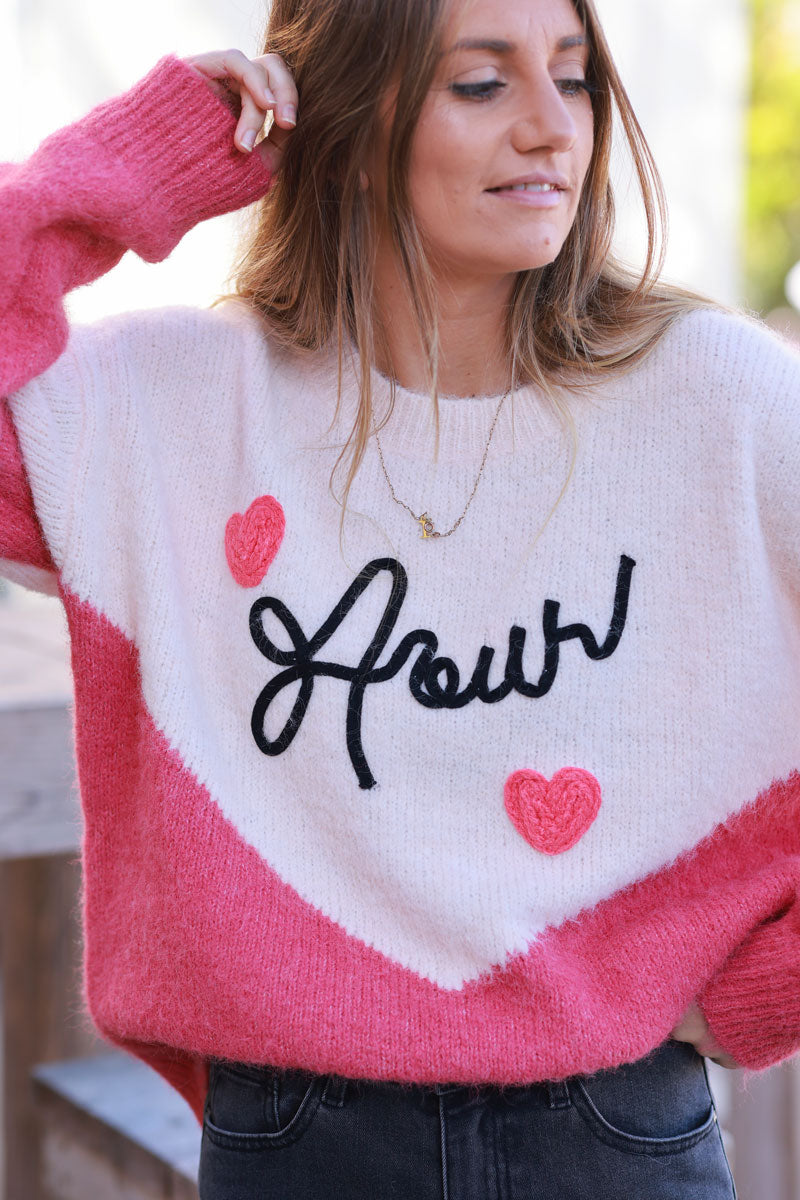 Soft pink and Rosewood AMOUR Wool Blend Sweater