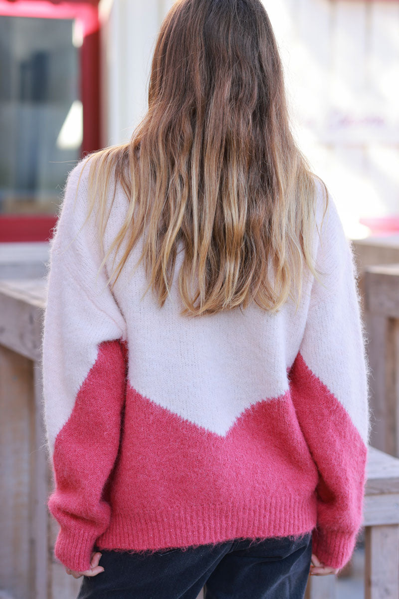 Soft pink and Rosewood AMOUR Wool Blend Sweater