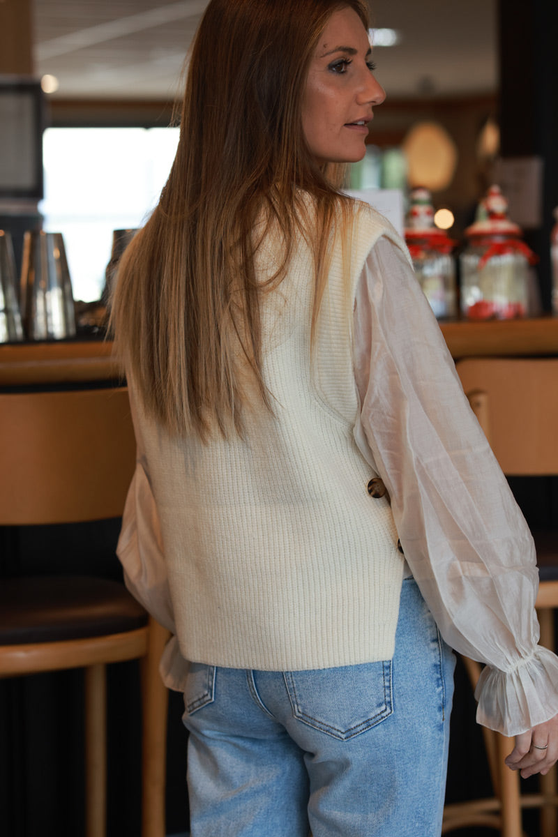 Off white Sweater Knit Layering Vest