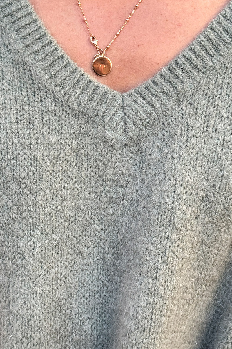 Sage V-Neck Sweater Poncho