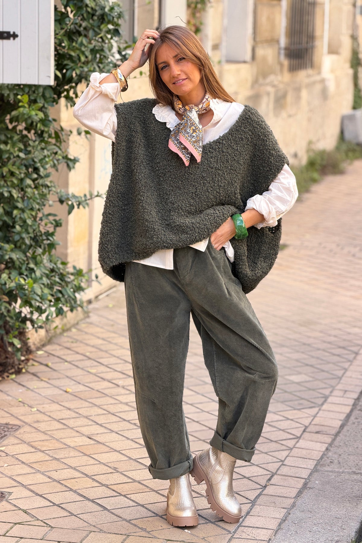 Sage V-Neck Alpaca Knit Sweater