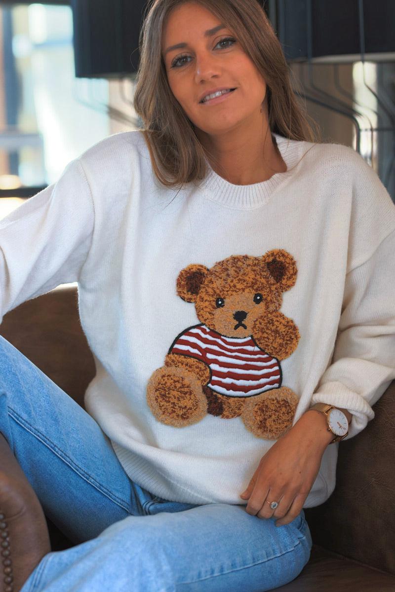 Cream Teddy Bear Soft Knit Jumper