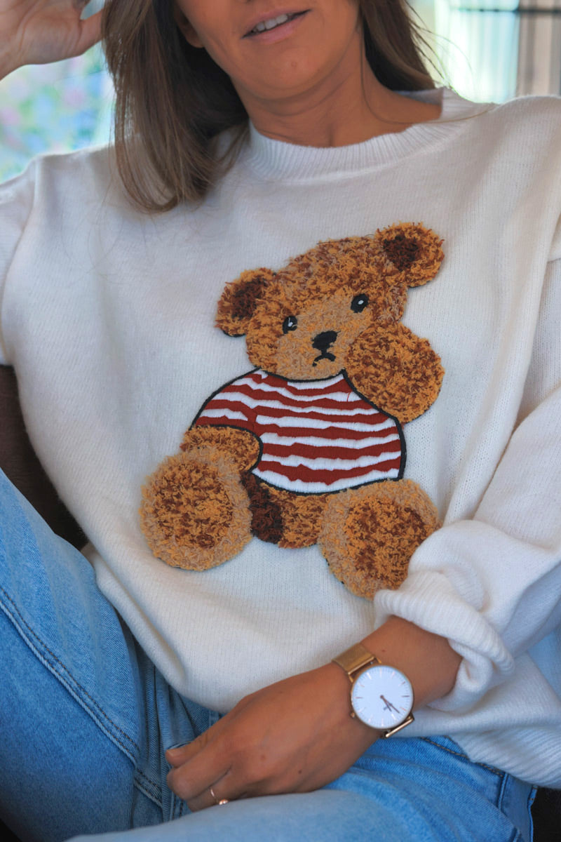 Cream Teddy Bear Soft Knit Jumper