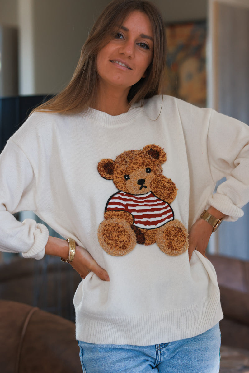 Cream Teddy Bear Soft Knit Jumper