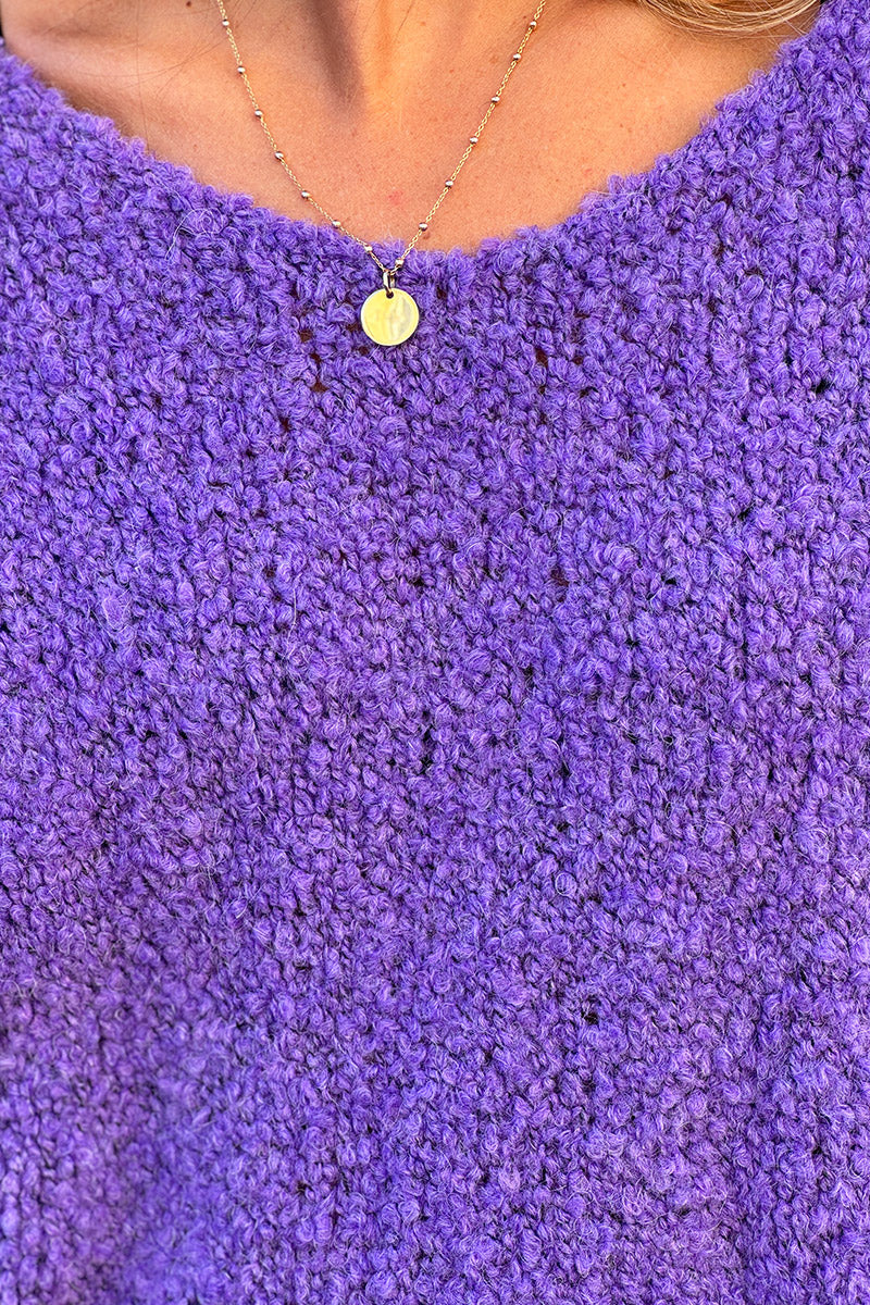 Purple Fuzzy Knit Alpaca Jumper