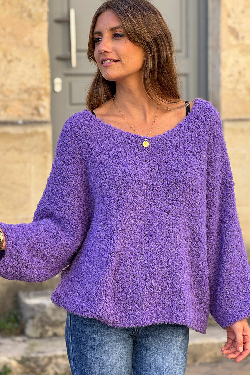 Purple Fuzzy Knit Alpaca Jumper