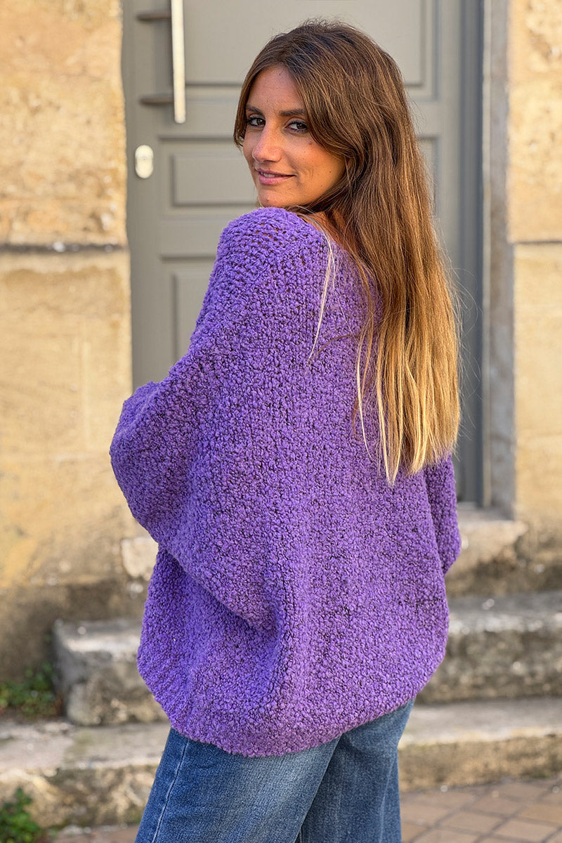 Purple Fuzzy Knit Alpaca Jumper
