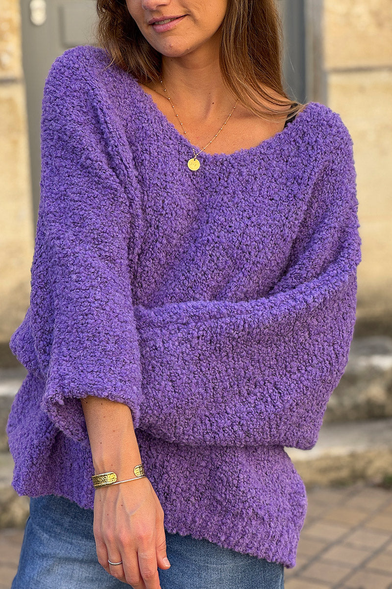 Purple Fuzzy Knit Alpaca Jumper