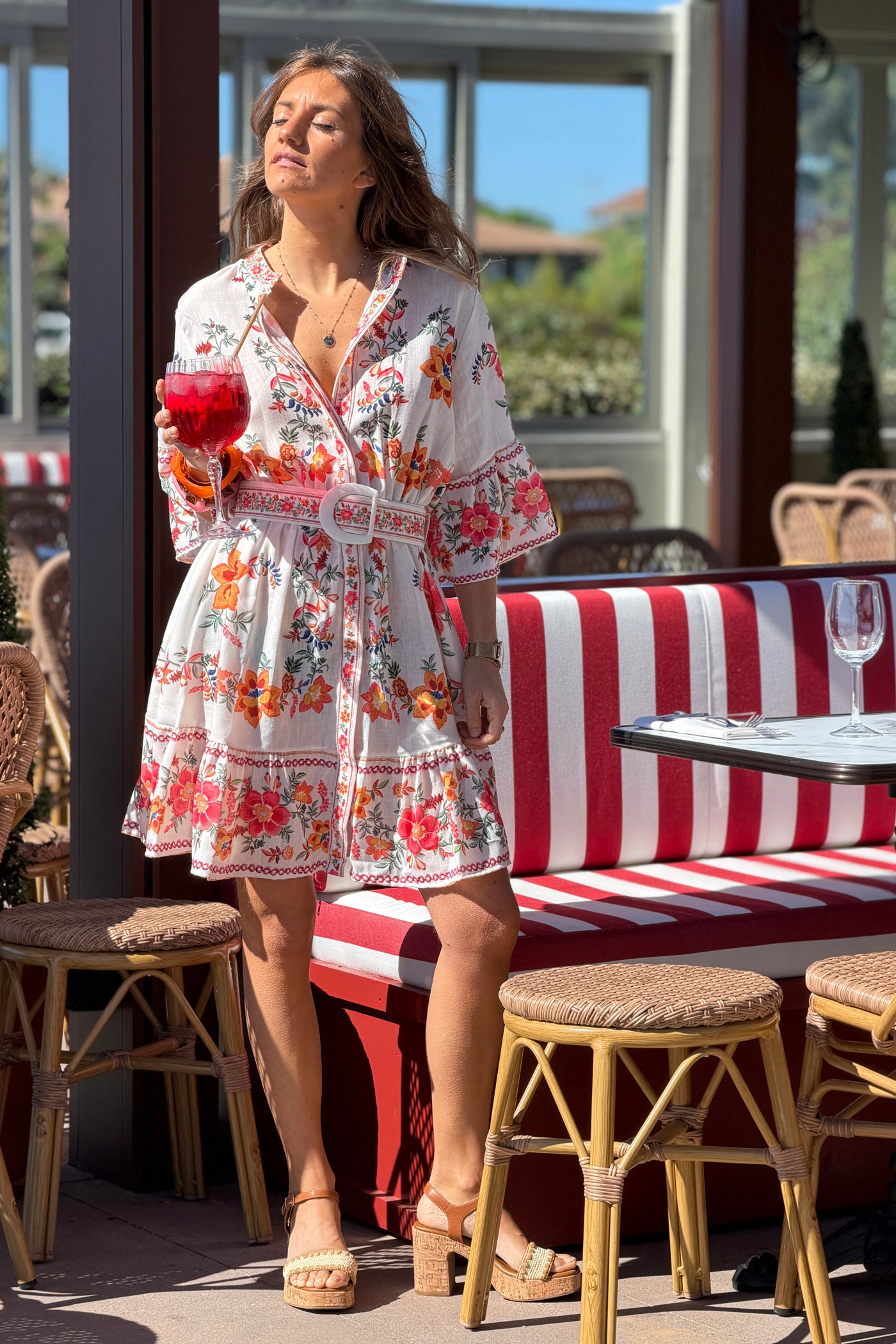 Cream Floral Border Print Midsommar Dress