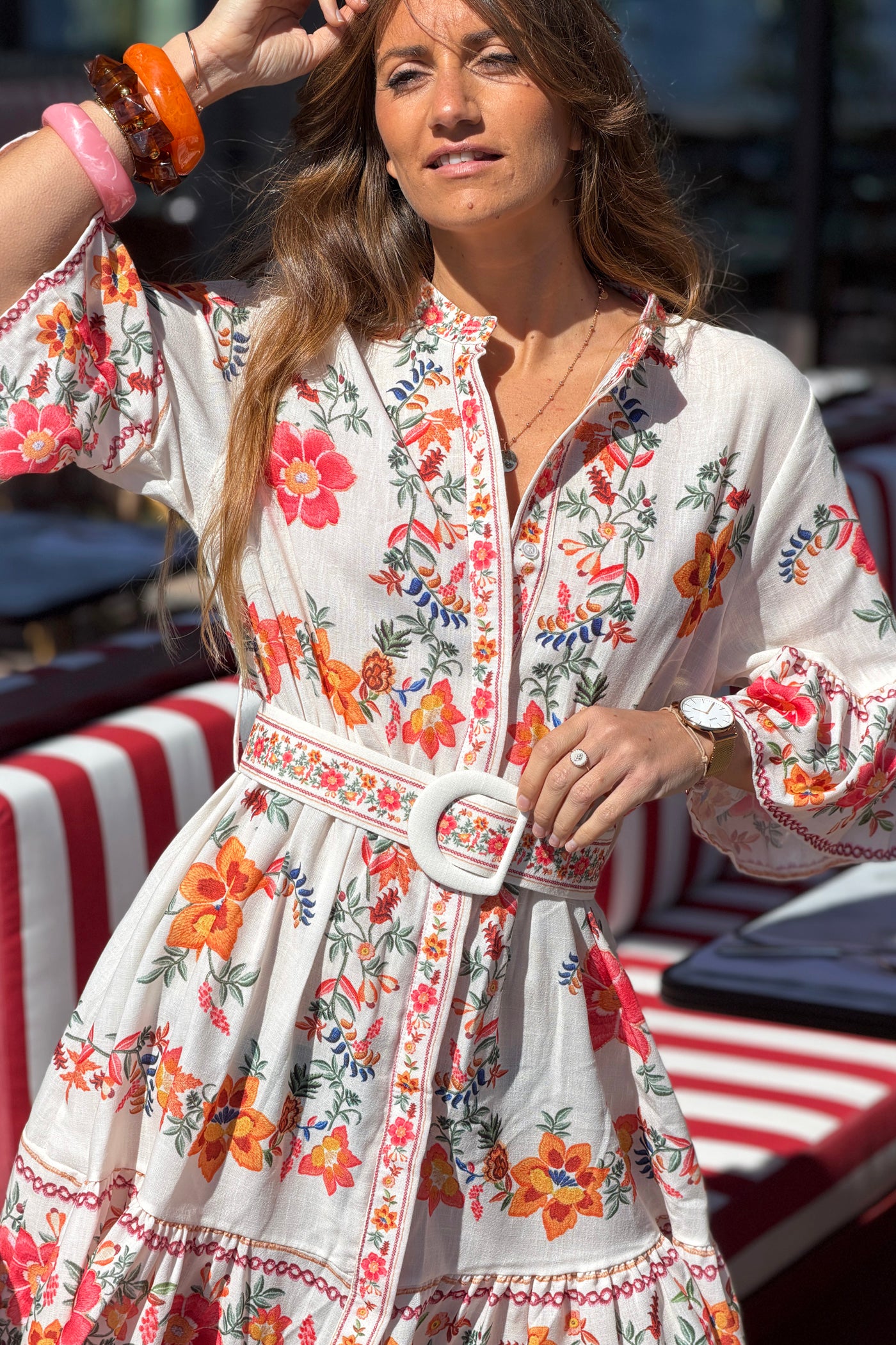 Cream Floral Border Print Midsommar Dress