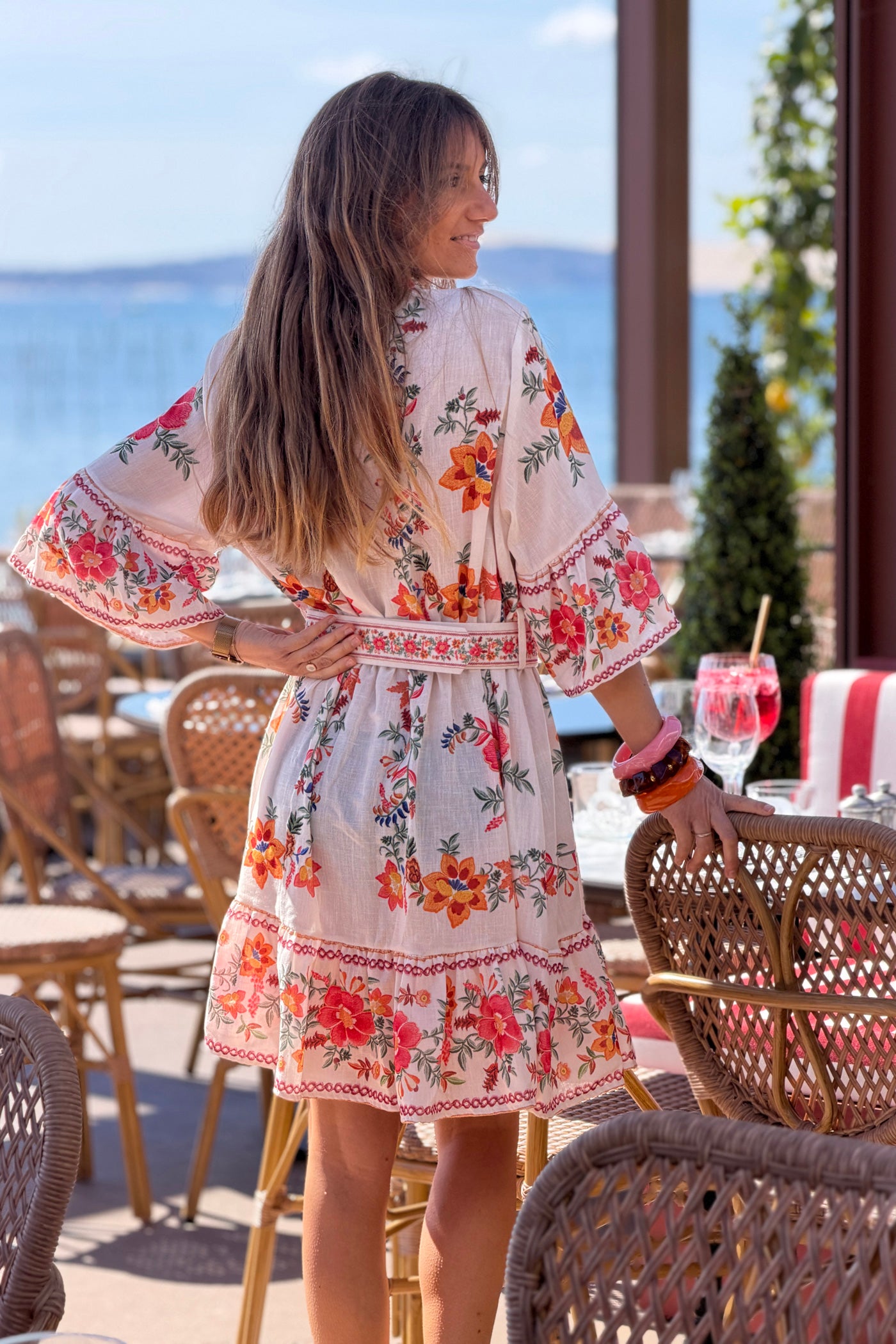 Cream Floral Border Print Midsommar Dress