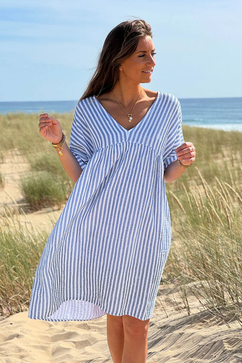 Blue Striped Gauze Sundress