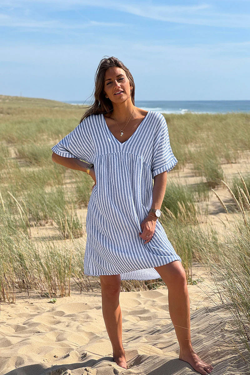 Blue Striped Gauze Sundress
