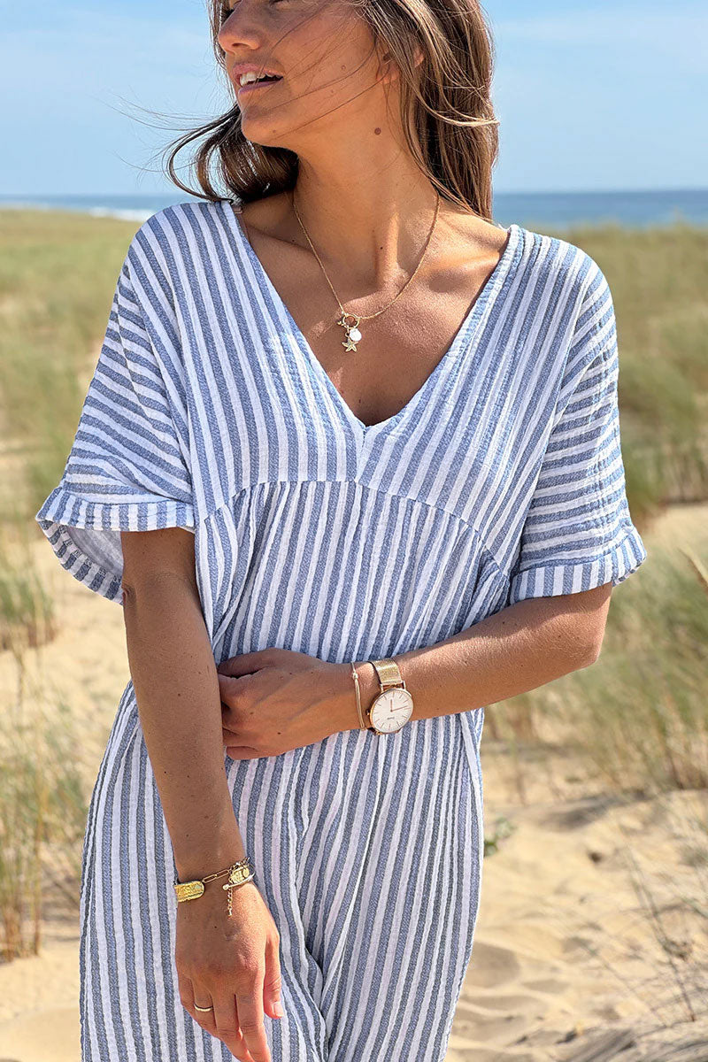 Blue Striped Gauze Sundress
