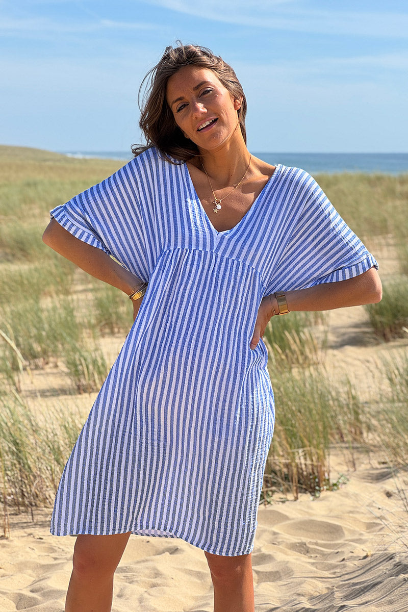 Blue Striped Gauze Sundress